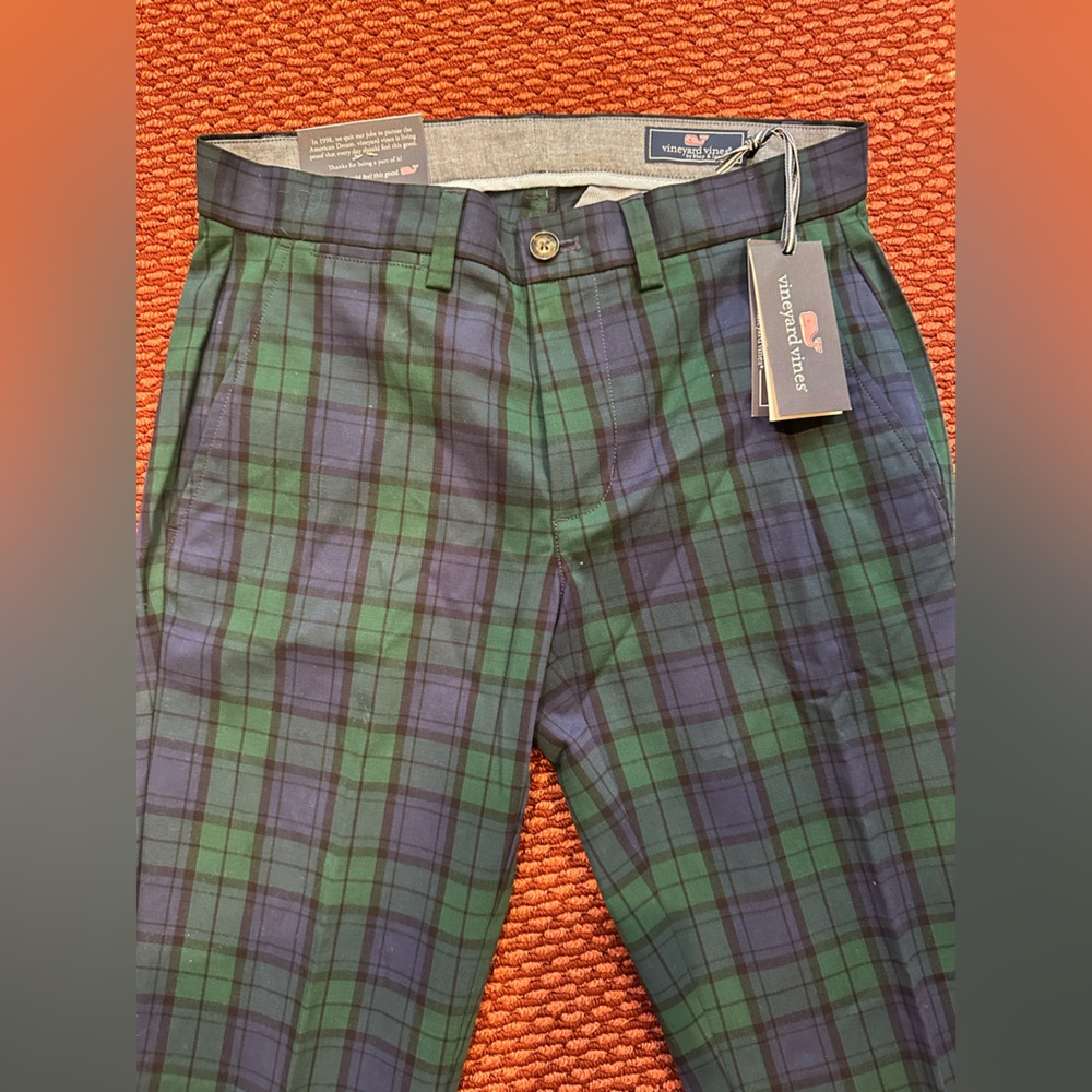 Vineyard Vines Men's Breaker Pant - Charleston Green Plaid, 30 x 32, NWT